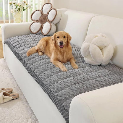 OstepDecor Couch Cover for Dogs, Washable Non Slip Sofa Cover for Pets | Soft Couch Covers for Sofa, Loveseat and Sectional, Furniture Protector Against Pet Hair & Dirt (27.6" x 82.7", Grey)