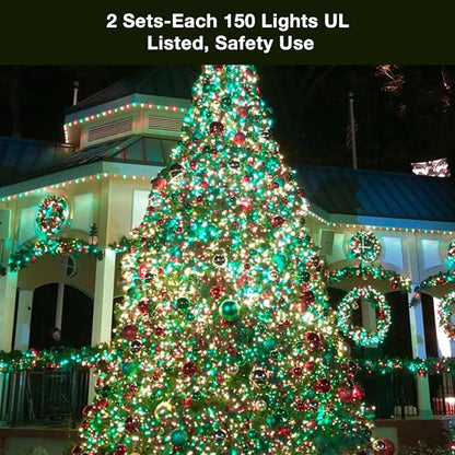 BrizLabs Christmas Lights, 69.6ft 300 Count Green String Lights, Connectable Incandescent Mini Light, 120V UL Certified Light String for Xmas Tree Indoor Outdoor St. Patrick's Day Party Decor | Connectable; Green Wire; UL Certified; Waterproof Mini Xma...