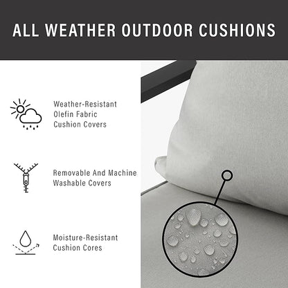 Crosley Furniture Otto 2-Piece Swivel Outdoor Chair Set, Dining Patio Chairs for Deck, Backyard, Matte Black with Gray Cushions