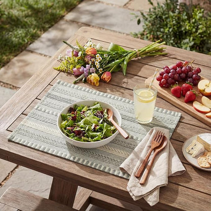 Artoid Mode Dark Grey Farmhouse Woven Braided Stripe Placemats Set of 4,12x18 Inch Seasonal Holiday Table Mats Party Kitchen Dining Decoration