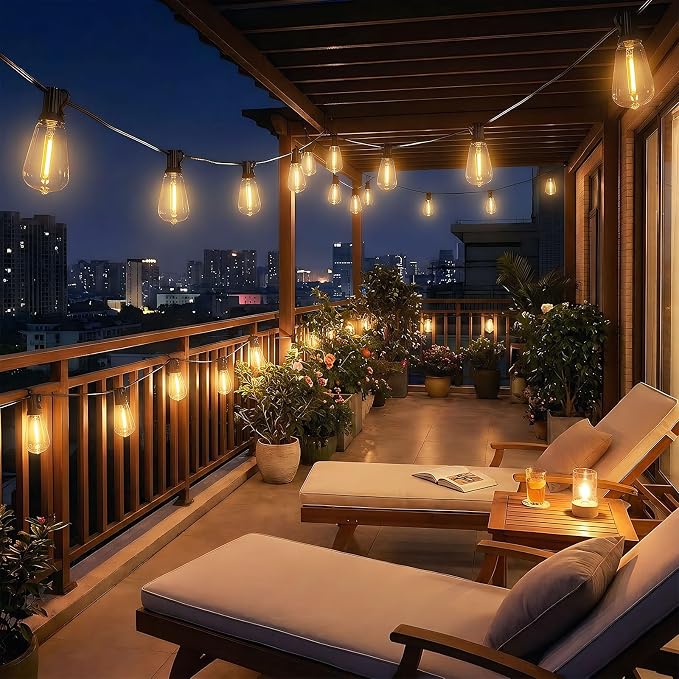 37FT Solar String Lights Outdoor Waterproof Patio Lights with Remote and 10+1 LED Shatterproof Bulbs, 3 Light Modes Dimmable & Timer Solar Lights for Backyard Porch Garden Wedding Decor