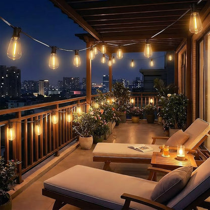 37FT Solar String Lights Outdoor Waterproof Patio Lights with Remote and 10+1 LED Shatterproof Bulbs, 3 Light Modes Dimmable & Timer Solar Lights for Backyard Porch Garden Wedding Decor