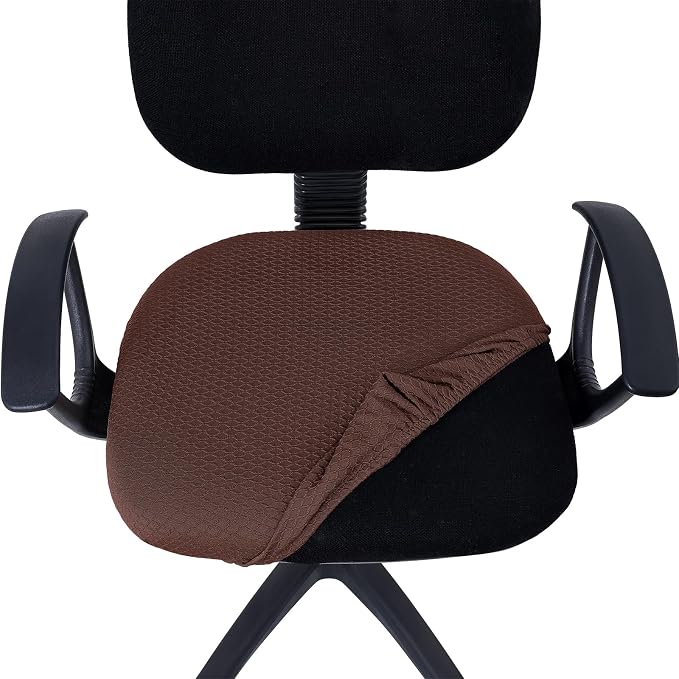 Smiry Office Computer Chair Seat Covers for Desk, Anti-dust Protector | Stretch Jacquard Removable Washable Desk Chair Seat Cushion Protectors, Light Chocolate