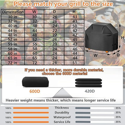 Aoretic Grill Cover 44 inch 600D Heavy Duty Gas BBQ-Cover, Fit Most 2 Burner Grill Waterproof Small Barbeque Cover for Weber,Nexgrill,Char-Broil, Monument,Dyna-Glo,Kenmore
