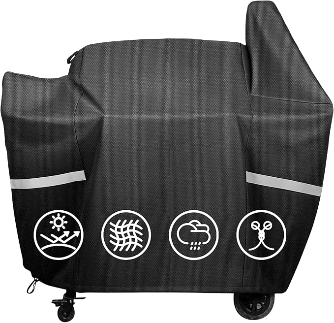 Grisun Grill Cover for Pit Boss 850 Pro Series 820 Deluxe - 820D 820FB 820SC 820XL 820PS1, Anti-Fade Waterproof Durable 600D Fabric Pellet Grill Cover with Drawstring and Fabric Handles, Black