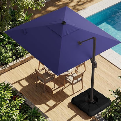 10x10FT Cantilever Outdoor Umbrella, 360° Rotating Large Offset Square Patio Umbrella, Ideal for Garden Backyard Deck Courtyard, Navy Blue
