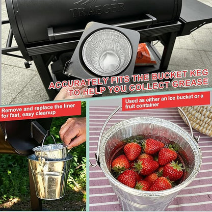 30 Packs BAC608 Grease Bucket Liner for Traeger Timberline and Timberline XL Pellet Grills, Traeger Lronwood, Lronwood XL Disposable Grill Liner, Traeger Flatrock Accessories Drip Tray Liners