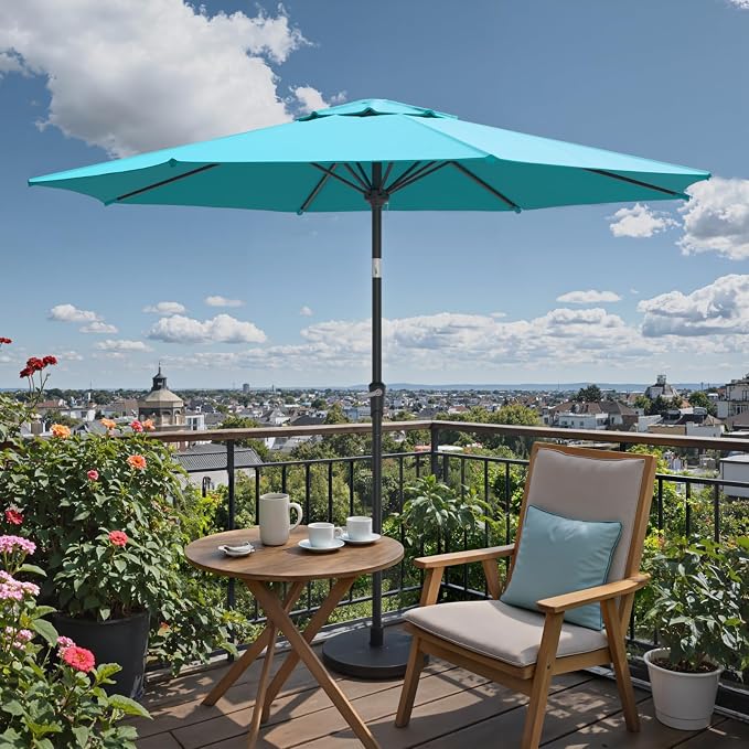 Sannwsg Patio Umbrellas, Pool Umbrella with 8 Sturdy Ribs, Outdoor Umbrella with Push Button Tilt/Crank, Deck Umbrellas, Market Umbrela Table for Backyard, Deck, Garden, Pool
