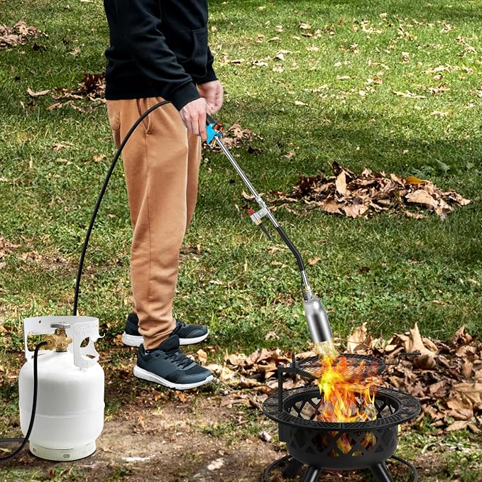 ARTFLAMM Portable Propane Torch Weed Burner Kit with Storage Bag, High Output BTUs & 10 FT Hose, Self Igniter Weed Flame Torch for Campfires,Roofing,Melting Snow and Ice,Road Marking