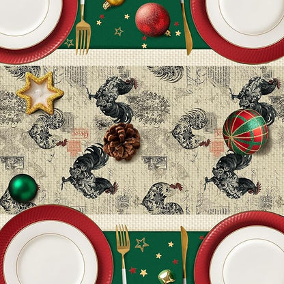 Chicken Table Runner,Dining Decor for Kitchen Coffee Table Family Dinners Holiday Parties Wedding Events Decor(13x72 inch)
