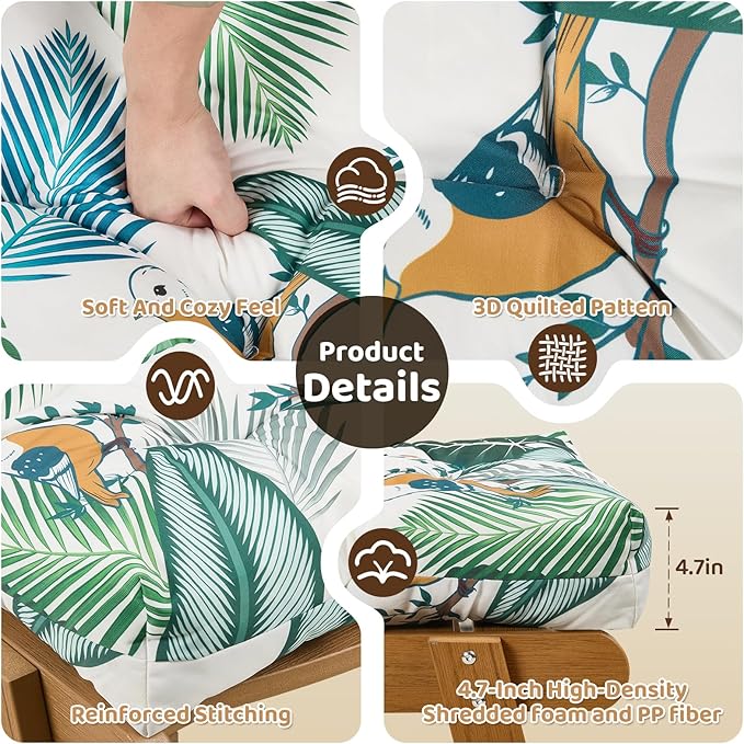 Waterproof Outdoor Chaise Lounge Chair Cushion 75.1 x 22 x 4.72 Inches UV Resistant Replacement Lounge Chair Cushions for Outdoor Furniture with Ties, Thickened Cotton Patio Pool Lounge Chair Cushions