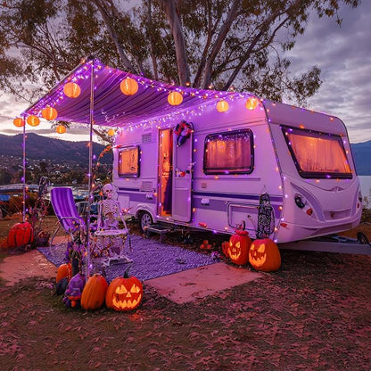 JMEXSUSS 400 LED Orange and Purple Halloween Lights Outdoor Indoor | 132ft Halloween String Lights Plug in, Remote Control Halloween Tree Lights for Yard Tree Porch House Halloween Decorations