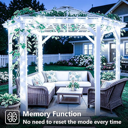 YEGUO 4 Pack White Solar Fairy Lights, Each 33ft 100 LED Christmas Lights Outdoor Waterproof, 8 Modes Sliver Wire Solar String Lights