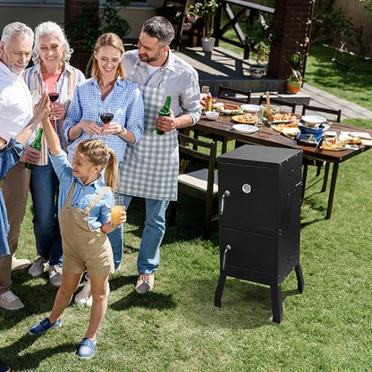 40" Vertical Steel Barrel Charcoal Grill,Metal Outdoor Barbecue Smoker,Portable Vertical Charcoal Smoker Grill,Heavy Duty Outdoor BBQ Grill,with Thermometer,for Garden Patio Beach Backyard (Black)