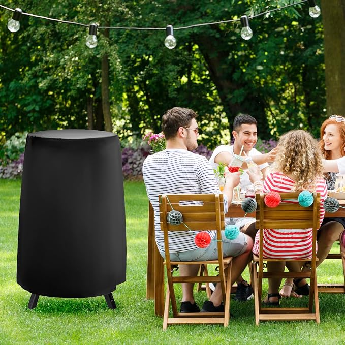QWORK Round Smoker Cover 30 Inch - Heavy Duty Waterproof BBQ Grill Cover, Outdoor Vertical Dome & Bullet Smoker Cover - Universal Fits Griller