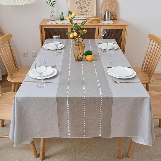 NLMUVW Vinyl Tablecloth with Flannel Backing Square, 100% Waterproof Grey Print PVC Table Cloth Oil Proof Wipe Clean Table Cover for Dining Party Camping Outdoor, 54 X 54 Inch