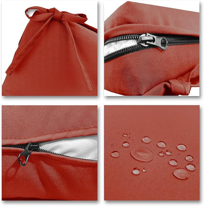Bcareself Outdoor Deep Seat Cushion Set Waterproof & Fade Resistant Patio Furniture Cushions with Removable Cover Adjustable Straps, Rain-Proof Seat Pad & Back Cushion for Chair Sofa Porch 19 x 19 Red