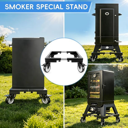 8 Inch Height Heavy Duty All Steel Smoker Stand,5 Inch Swivel Casters Wheels,Universal Mobile Base Fit for masterbuilt electric smoker,East Oak Smoker