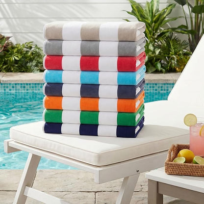 Superior Cabana Cotton Lounge Chair Cover, Outdoor Towel/Chaise Furniture Covers, Terry Cloth, Beach, Spa, Swim Accessories, Pool Chair Cover, Soft, Quick Drying, 32" x 102", Turquoise