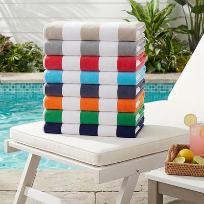 Superior Cabana Cotton Lounge Chair Cover, Outdoor Towel/Chaise Furniture Covers, Terry Cloth, Beach, Spa, Swim Accessories, Pool Chair Cover, Soft, Quick Drying, 32" x 102", Taupe