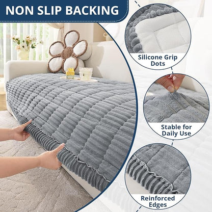 OstepDecor Couch Cover for Dogs, Washable Non Slip Sofa Cover for Pets | Soft Couch Covers for Sofa, Loveseat and Sectional, Furniture Protector Against Pet Hair & Dirt (27.6" x 27.6", Blue Grey)