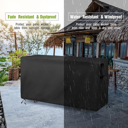 55 Inch Outdoor Bar Table Cover Rectangle for Patio Rattan Wicker Bar | 55x19x36,Waterproof Dustproof Heavy Duty Oxford Fabric,Outdoor Prep Table Cover with Air Vent Buckle Handle and Drawstring