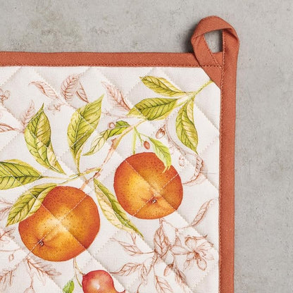 Maison d' Hermine Pot Holders 100% Cotton Potholders (8" x 8", Pack of 1) | Heat Resistant Hot Pads with Loop BBQ Cooking Baking Hotel Kitchen Handling Hot Pans Thanksgiving Christmas - Vintage Harvest