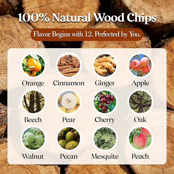 12 Flavor Smoking Wood Chips for Cocktail Smoker – All-Natural Apple, Cherry, Oak & More – Premium Bar Smoker Kit for Whiskey, Bourbon, Meats & Cheese – Unique Gift for Men Dad Husband