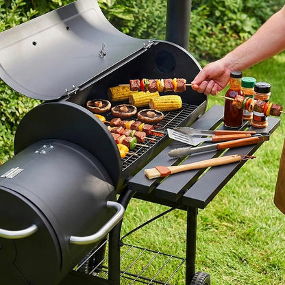 Generic Spacious Cooking Area BBQ Cooker 192 Sq. In. Cooking Space Spacious Barrel Charcoal BBQ Grill for Balcony Picnics Party & Camping
