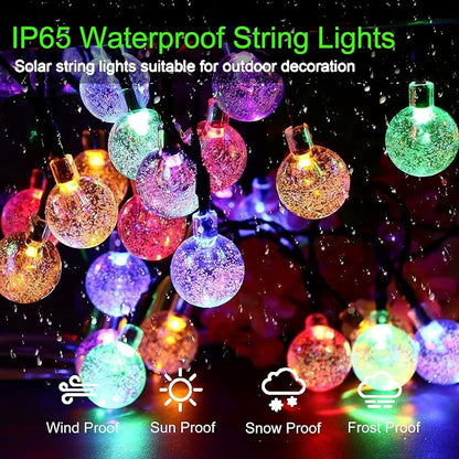 Jedavai Solar String Lights Outdoor 2 Pack 200 Led 80FT Multi-Color Crystal Globe Lights with 8 Lighting Modes, Waterproof Solar Powered Patio Lights for Garden Yard Porch Wedding Party Decoration