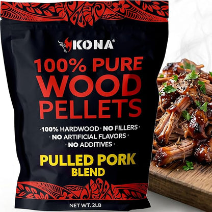 Kona Pulled Pork Blend Smoker Pellets, Intended for Ninja Woodfire Outdoor Grill, 2 lb Resealable Bag