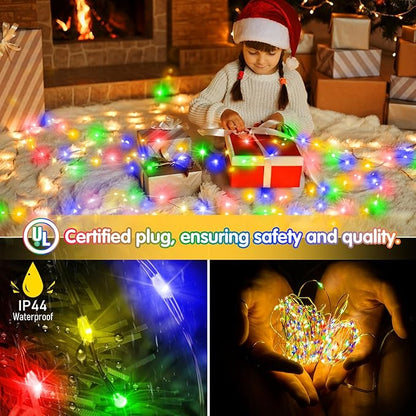 KNONEW 203FT 600 LED Outdoor Fairy Lights Plug in, Christmas Fairy Lights Outdoor Waterproof 8 Modes Memory Times for Wedding Bedroom Walls Garden Trees Decoration