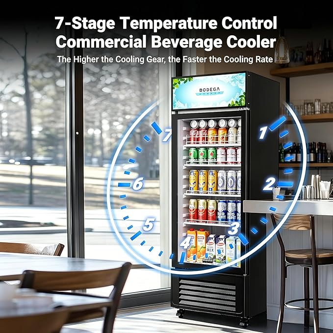 BODEGACOOLER Beverage Refrigerator and Cooler, 10.0 Cu.Ft. Commercial Refrigerator For Home & Kitchen, Office and Garage, Display Refrigerator with Adjustable Shelves and LED Light For Beer, Soda.