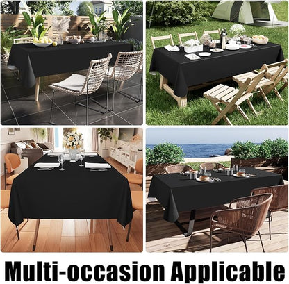 Smiry Rectangle Table Cloth 70x108 Inch, Waterproof Wipeable Vinyl Tablecloths Protector, Oil Spill Proof Plastic Table Cover for Dining, Picnic, Camping, Outdoor, Black