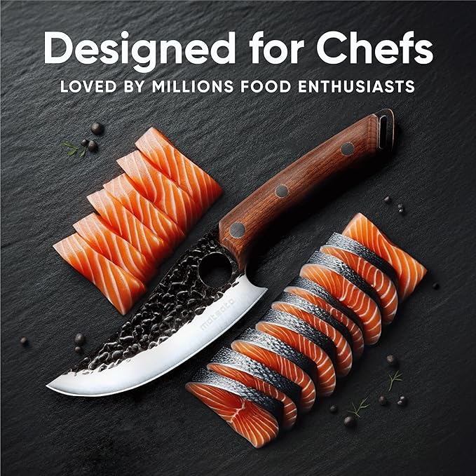 Matsato Chef Knife - Kitchen Knife for Cooking, Chopping. Japanese Steel Knife for Home, BBQ, Balance & Control, 6.3 Inch