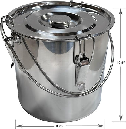 The Bincho Grill Charcoal Saver – Extinguishing Bucket (Keshizumi) for Hot Charcoal and Ash Collection, Heavy Duty Stainless Steel with Lockable Lid, 3 Gallon Capacity