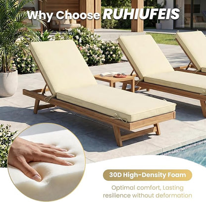 Chaise Lounge Cushions Outdoor, Water-resistant and Fade-Resistant Patio Lounge Chair Cushions, Furniture Replacement Cushions Ideal for Pools, Gardens and Balconies, 72" x 21" x 3",Khaki Beige