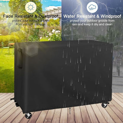 Flat Top Grill Cover Waterproof Compatible with Royal Goumet 8-Burner Gas Grill with Side Tables Down, Weatherproof Propane Griddle Cover for Protecting Outdoor BBQ Grill,58" x 26" x 38"