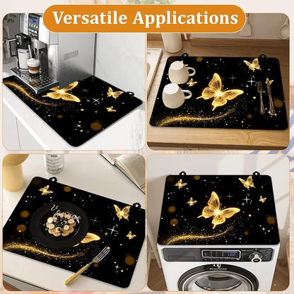 Stove Top Covers for Electric Stove,Glowing Butterfly Flat Top Stove Cover,Dark Color Heat Resistant Glass Top Stove Cover Protector Anti-Slip Range Covers, 28 x 20 Inch
