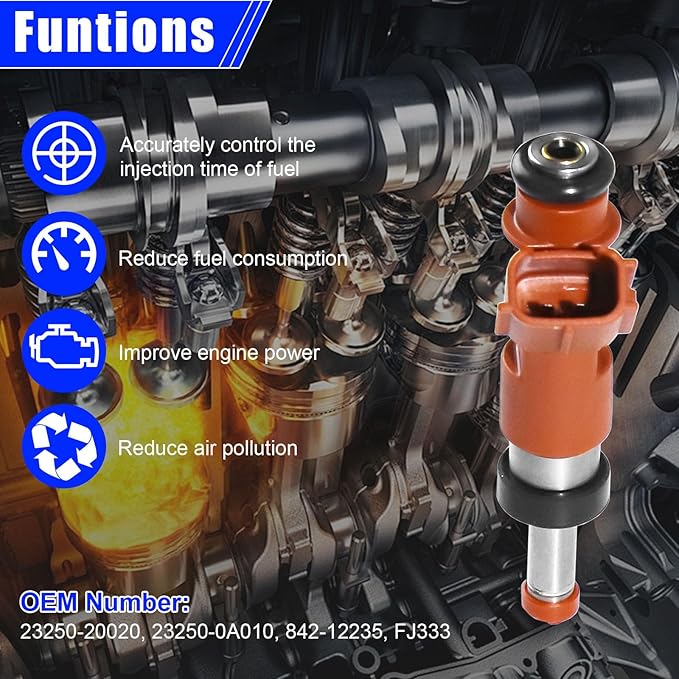 Set of 6 Fuel Injectors for Toyota Avalon Camry Highlander RAV4 Sienna Venza Lexus ES350 RX350 3.5L V6 2005-2015 – Replacement FJ763 23250-31050