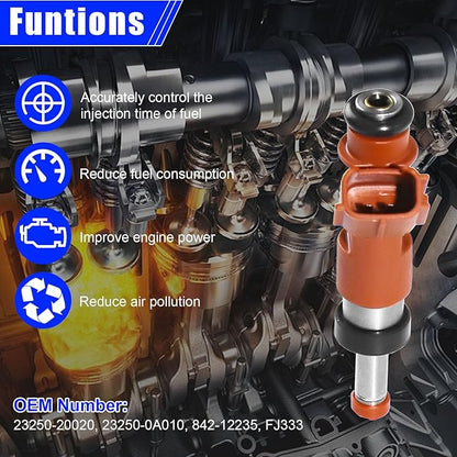 Set of 6 Fuel Injectors for Toyota Avalon Camry Highlander RAV4 Sienna Venza Lexus ES350 RX350 3.5L V6 2005-2015 – Replacement FJ763 23250-31050