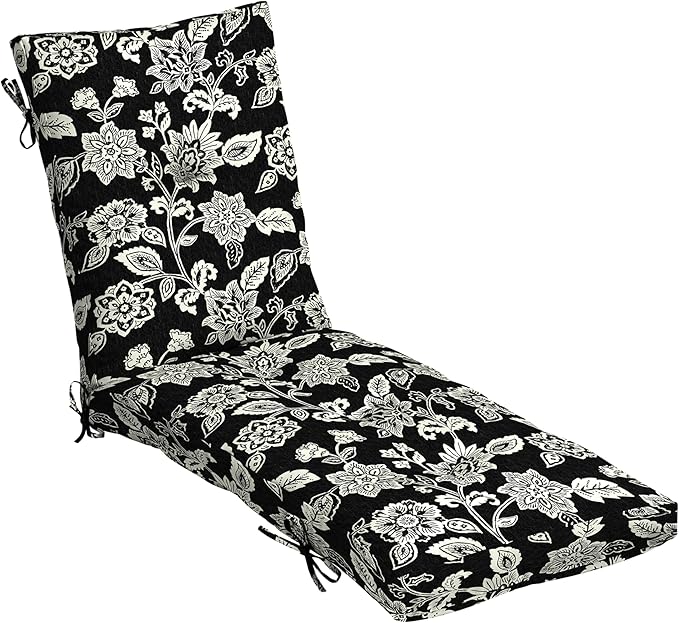 Arden Outdoor Plush Modern Tufted Chaise Cushion, 76 x 22, Rain-Proof, Fade Resistant, Tufted Cushion for Chaise Lounger Ashland Black Jacobean | Plush Comfort, Modern Tuft, Lounge Cushion, Rain-Proof, Fade Resistant, Mold and Mildew Resistant