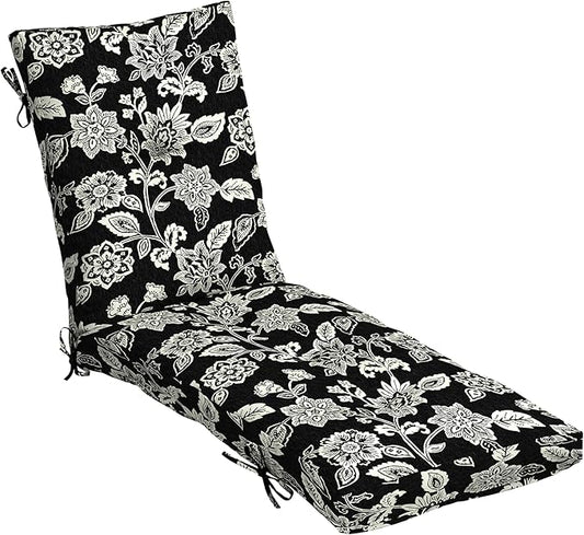 Arden Outdoor Plush Modern Tufted Chaise Cushion, 76 x 22, Rain-Proof, Fade Resistant, Tufted Cushion for Chaise Lounger Ashland Black Jacobean | Plush Comfort, Modern Tuft, Lounge Cushion, Rain-Proof, Fade Resistant, Mold and Mildew Resistant