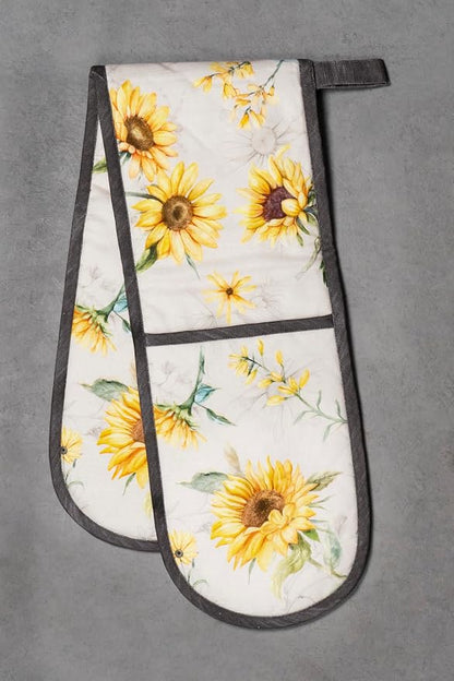 Maison d' Hermine Double Oven Mitts 100% Cotton Double Oven Glove (7"x35") | Heat Resistant BBQ Cooking Gloves with Loop Baking Grilling Kitchen Hotel Home Farmhouse Spring Summer - Candice