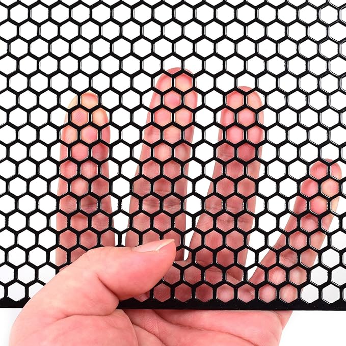AggAuto Universal 40"x13" Car Grill Mesh Honeycomb 6mm Spacing 1mm Black | Aluminum Alloy Automotive Grille Insert Bumper, One of the Most Multifunctional Shape Grids 100x33cm