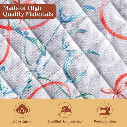 Maison d' Hermine Pot Holders 100% Cotton Heat Resistant Potholders 8" x 8" Hot Pads with Loop for Thanksgiving Christmas Decorations BBQ Cooking Baking Handling Hot Pans (Pack of 1, Enora)