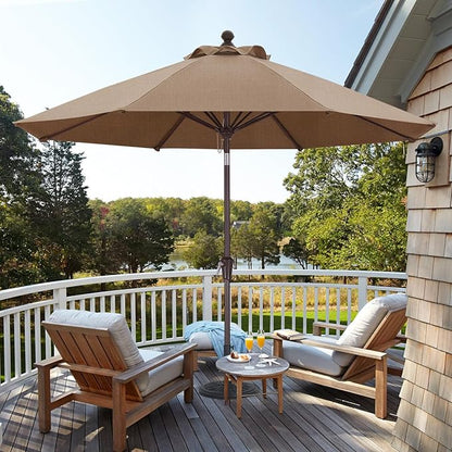 ABCCANOPY OLEFIN® 5-Year No Fading 9FT Outdoor Patio Umbrella(Land) | Fade & UV Resistant Fabric,8 Fiberglass Ribs，Wind Vent，Crank Lift & Tilt,Outdoor Table Umbrella for Deck,Backyard,Yard