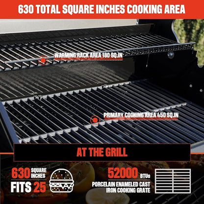 Monument Grills Mesa Series, 4+1 Outdoor Barbecue Stainless Steel 4 Burners & 1 Side Burner Propane Gas Grill, 52,000 BTU Patio Garden Barbecue Grill with Knob Controls, Mesa425, Black