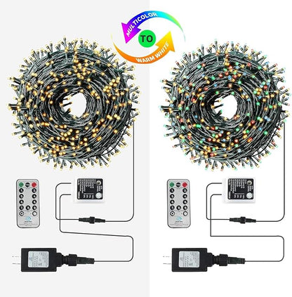 170ft 500 LED Christmas Lights, 3 in 1 Color Changing Christms Tree Lights | 11 Modes and Remote for Outdoor Indoor Decor Christms Light(Warm White & Multicolor & Combination) (170FT)