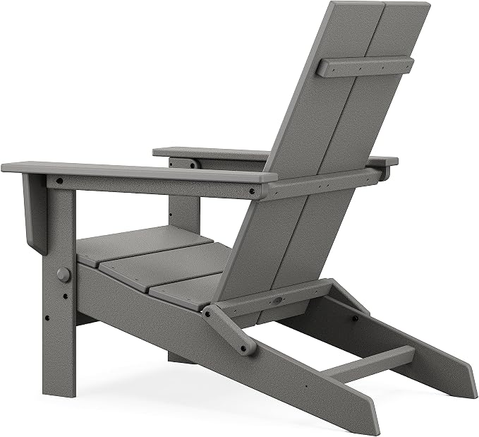 POLYWOOD Contemporary Modern Folding Adirondack Chair in Slate Grey